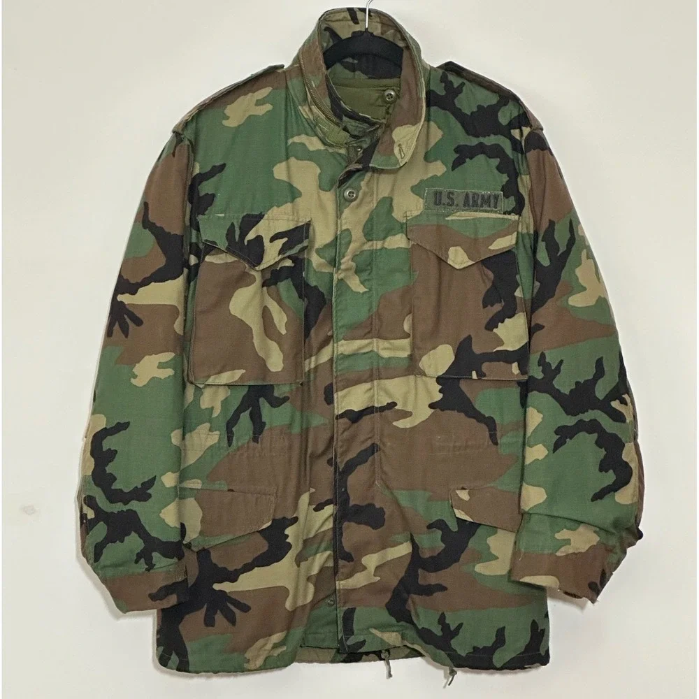 VTG 1974 US Army M-65 Field Jacket S Woodland Camo Coat Liner Military Tactical